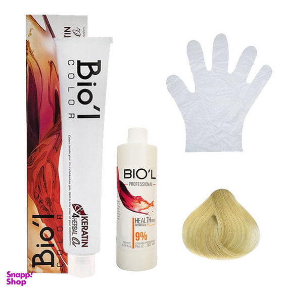 کیت رنگ مو بیول (Biol) سری Professional شماره 10.7 رنگ بلوند زیتونی پلاتینه حجم 100 میلی‌ لیتر + اکسیدان نه درصدی