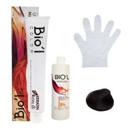 کیت رنگ مو بیول (Biol) سری Professional شماره 3.0 رنگ قهوه‌ای تیره حجم 100 میلی‌ لیتر + اکسیدان نه درصد