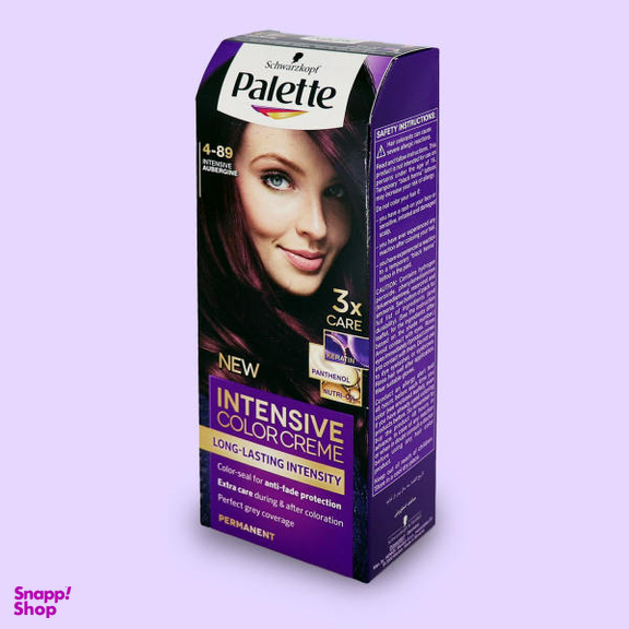 کیت رنگ مو پلت (Palette) مدل Intensive شماره 4.89 رنگ ماهگونی تیره مایل به بنفش حجم 50 میلی‌لیتر
