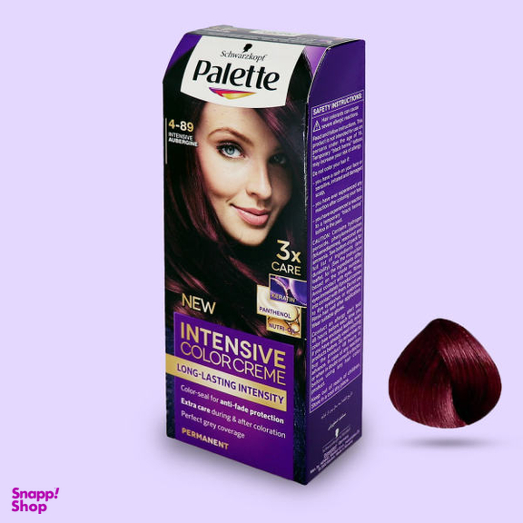کیت رنگ مو پلت (Palette) مدل Intensive شماره 4.89 رنگ ماهگونی تیره مایل به بنفش حجم 50 میلی‌لیتر