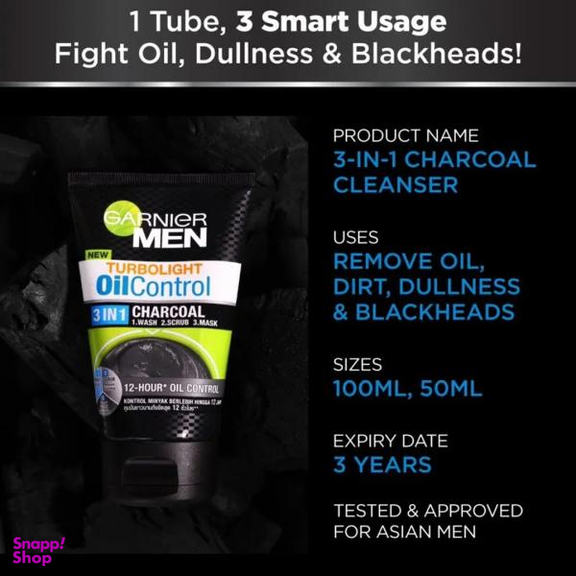 اسکراب لایه بردار پوست گارنیه (Garnier) مدل 3IN1 Charcoal حجم 100 میلیلیتر