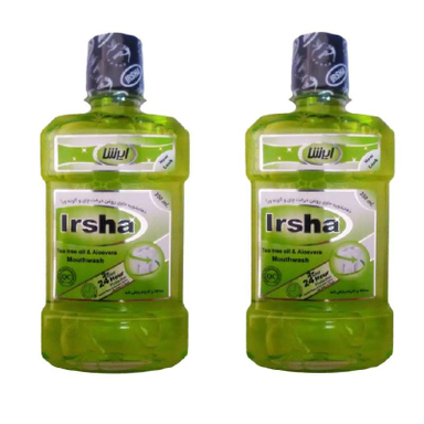 دهان شویه ایرشا (Irsha) مدل Tea Tree Oil And Aloevera حجم 250 میلی‌ لیتر مجموعه 2 عددی