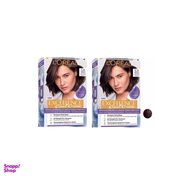 کیت رنگ مو لورآل (L'oreal) شماره 5.11 حجم 48 میلیلیتر مجموعه 2 عددی