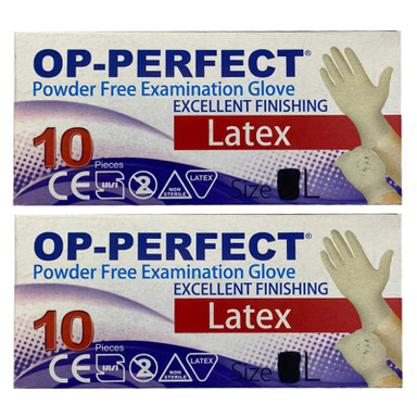 دستکش لاتکس (Latex) مدل op-perfect بسته 10 عددی مجموعه 2 عددی