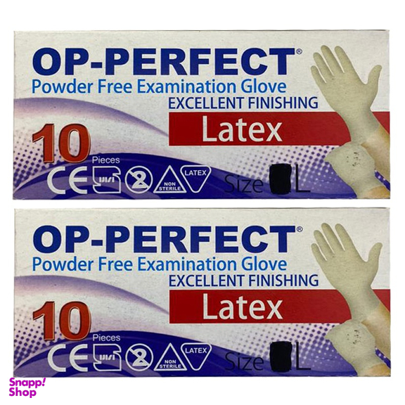 دستکش لاتکس (Latex) مدل op-perfect بسته 10 عددی مجموعه 2 عددی