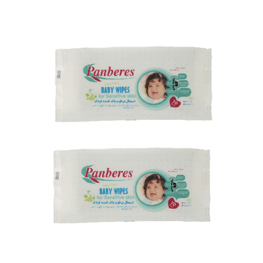 دستمال مرطوب مخصوص کودک پنبه ریز (Panberes) مدل sensitive کد 002 بسته 70 عددی مجموعه 2 عددی