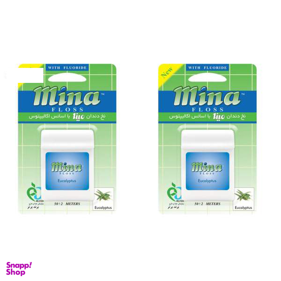 نخ دندان مینا (Mina) مدل Eucalyptus طول 50 متر بسته 2 عددی