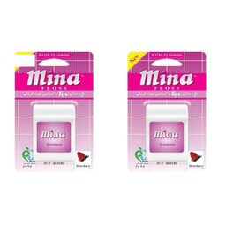 نخ دندان مینا (Mina) مدل Strawberry طول 50 متر بسته 2 عددی