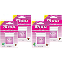 نخ دندان مینا (Mina) مدل Strawberry طول 50 متر بسته 4 عددی