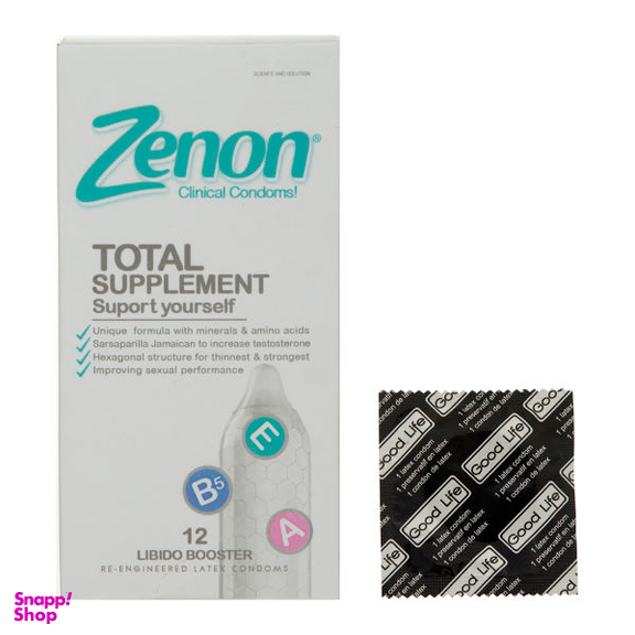 کاندوم مدل Total Supplement زنون (Zenon) بسته 12 عددی به همراه یک عدد کاندوم Good Life