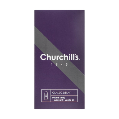 کاندوم چرچیلز (Churchills) مدل نازک با فرم بدنه ساده Classic Delay بسته 12 عددی