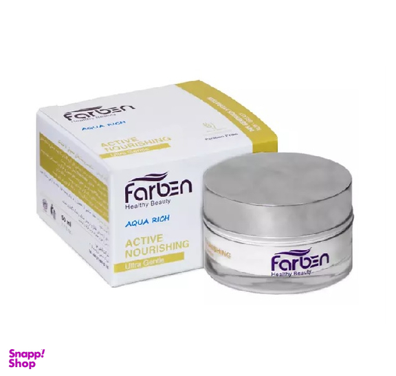 کرم تغذیه کننده و آبرسان صورت فاربن (Farben) مدل Aqua Rich حاوی روغن جوانه گندم حجم 50 میلی‌لیتر