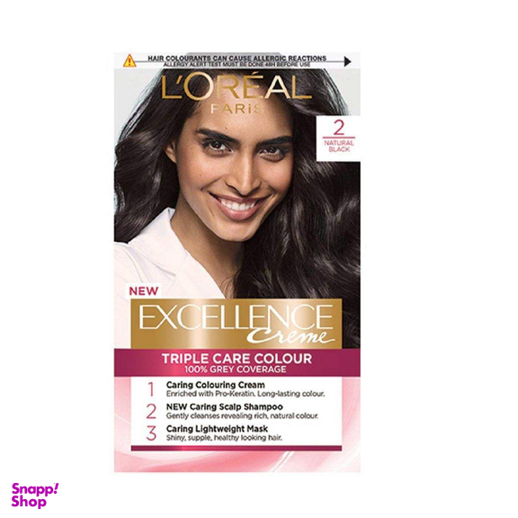 کیت رنگ مو لورآل (Loreal) مدل Excellence شماره 2 رنگ مشکی حجم 48 میلی لیتر