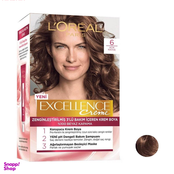 کیت رنگ مو لورآل (Loreal) شماره 6 حجم 48 میلی لیتر رنگ قهوه ای دودی
