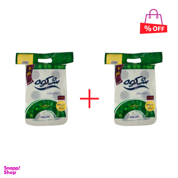 دستمال توالت شکوه کد 01 بسته 6 عددی مجموعه 2 عددی
