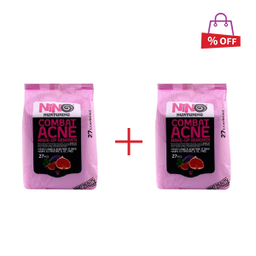 دستمال مرطوب آرایش پاک کن نینو (Nino) مدل Combat Acne بسته 27 عددی مجموعه 2 عددی