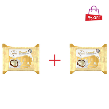 دستمال مرطوب پاک کننده آرایش سون کویین (7Queen) حاوی عصاره نارگیل مناسب پوست خشک بسته 27 عددی مجموعه 2 عددی