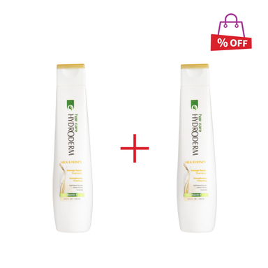 شامپو استحکام بخش و ترمیم کننده مو هیدرودرم (Hydroderm) مدل Milk and Honey حجم 250 میلی‌لیتر مجموعه 2 عددی