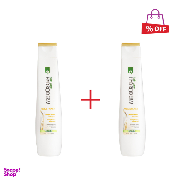 شامپو استحکام بخش و ترمیم کننده مو هیدرودرم (Hydroderm) مدل Milk and Honey حجم 250 میلی‌لیتر مجموعه 2 عددی