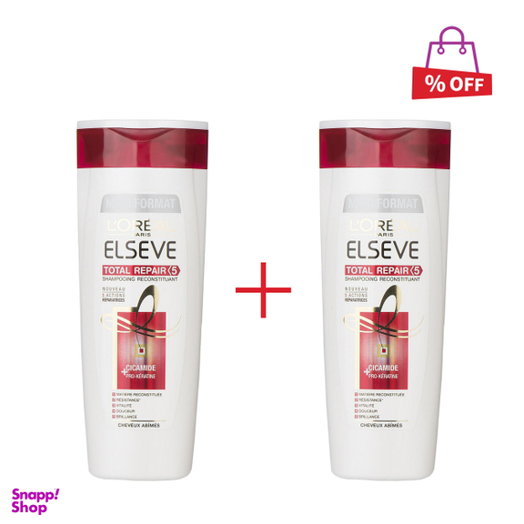 شامپو ترمیم کننده لورآل (Loreal) مدل Elseve Total Repair 5 حجم 400 میلیلیتر مجموعه 2 عددی