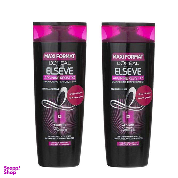 شامپو مو لورآل (Loreal) سری Elseve مدل Arginine Resist X3 حجم 400 میلیلیتر بسته 2 عددی مجموعه 2 عددی