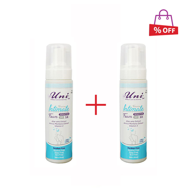 فوم بهداشتی بانوان یونی لد (Uni led) مدل Feminine Intimate مناسب پوست حساس حجم 200 میلی‌ لیتر مجموعه 2 عددی
