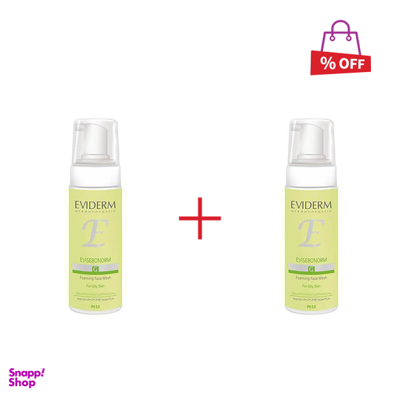 فوم پاک‌ کننده آرایش صورت اویدرم (Eviderm) سری Foaming Wash مدل Evisebonorm حجم 150 میلی‌لیتر مجموعه 2 عددی