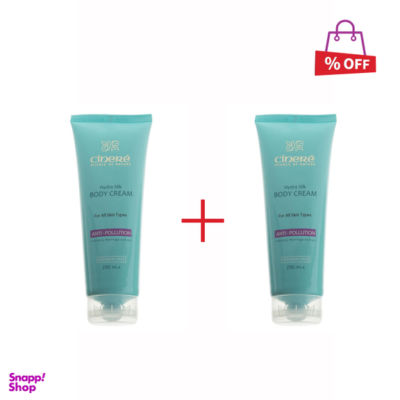 کرم بدن ضد آلودگی هوای سینره (Cinere) سری Hydra Silk حجم 250 میلی‌ لیتر مجموعه 2 عددی