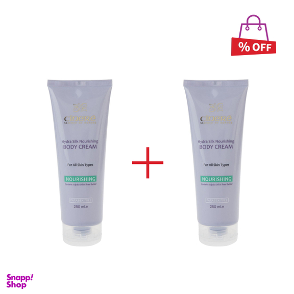 کرم بدن مغذی سینره (Cinere) سری Hydra Silk حاوی Jojoba Oil & Shea Butter حجم 250 میلی‌ لیتر مجموعه 2 عددی