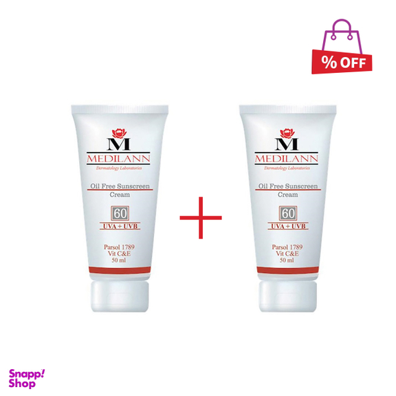 کرم ضد آفتاب رنگی مدیلن (Medilan) مناسب پوست چرب با SPF60 حجم 50 میلی‌‌ لیتر مجموعه 2 عددی