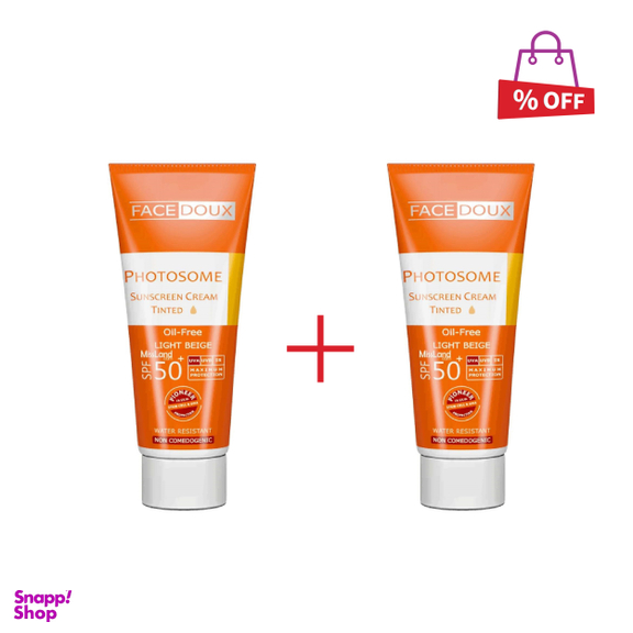 کرم ضد آفتاب فیس دوکس (Face Doux) سری Photosome با SPF50 مناسب پوست های چرب رنگ بژ روشن حجم 40 میلی‌‌ لیتر مجموعه 2 عددی