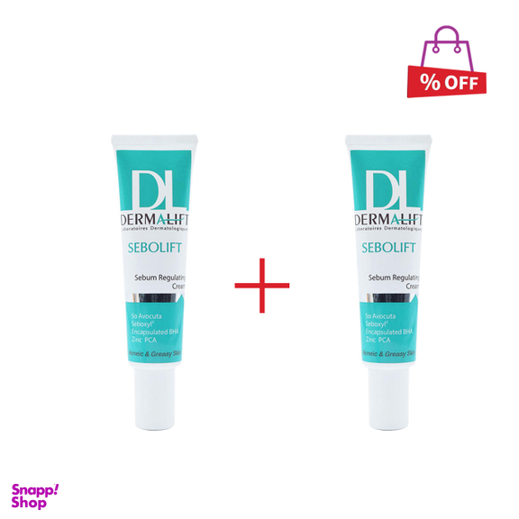کرم ضد جوش و کنترل کننده چربی پوست درمالیفت (Dermalift) مدل Sebolift حجم 30 میلی‌لیتر مجموعه 2 عددی