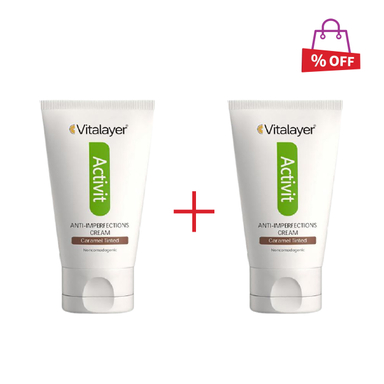 کرم ضد جوش ویتالیر (Vitalayer) سری Activit مدل Caramel Tinted حجم 40 میلی‌لیتر مجموعه 2 عددی