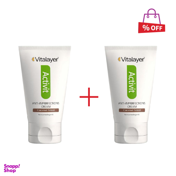 کرم ضد جوش ویتالیر (Vitalayer) سری Activit مدل Caramel Tinted حجم 40 میلی‌لیتر مجموعه 2 عددی