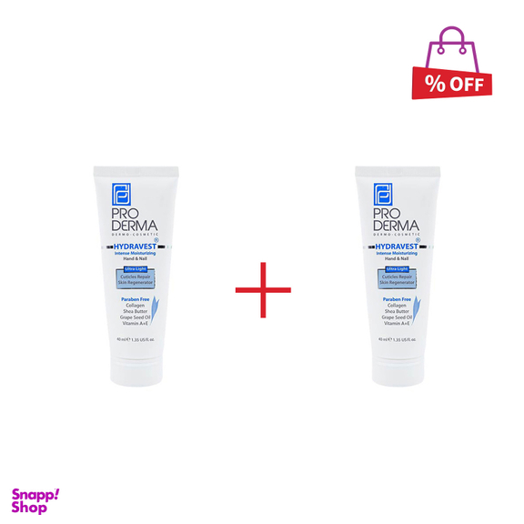 کرم مرطوب کننده دست و ناخن پرودرما (Proderma) مدل Hydravest حجم 40 میلی‌لیتر مجموعه 2 عددی