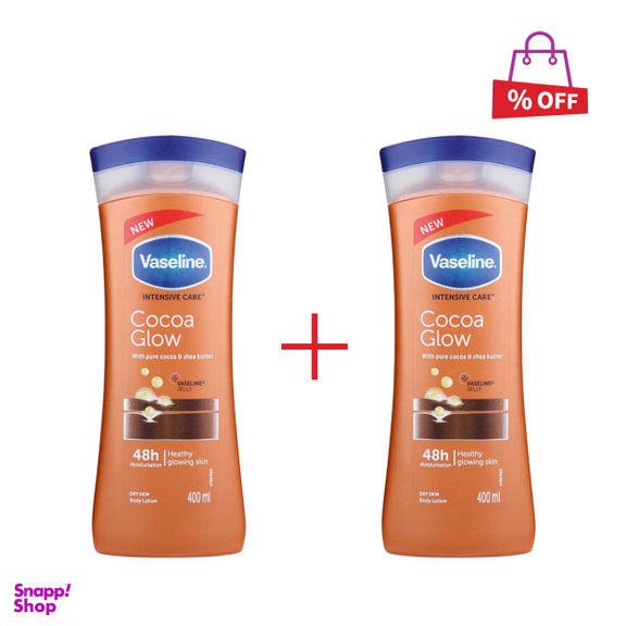 لوسیون بدن وازلین مدل Cocoa Glow حجم 400 میلی‌لیتر مجموعه 2 عددی