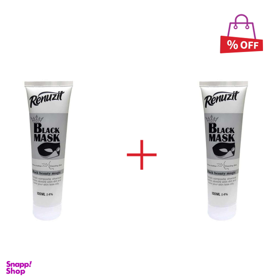 ماسک صورت رینوزیت (Renuzit) حاوی ذغال حجم 100 میلی‌لیتر مجموعه 2 عددی