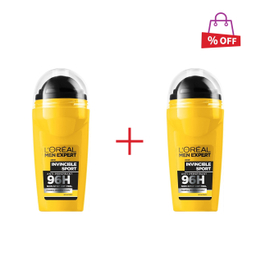 مام رول ضد تعریق لورآل (Loreal) مدل 96 ساعته Invincible Sport حجم 50 میلی‌لیتر مجموعه 2 عددی