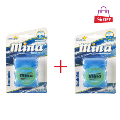 نخ دندان مینا (Mina) مدل Narrow با اسانس اکالیپتوس طول 50 متر مجموعه 2 عددی