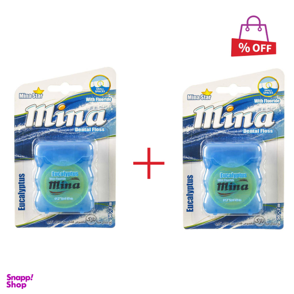 نخ دندان مینا (Mina) مدل Narrow با اسانس اکالیپتوس طول 50 متر مجموعه 2 عددی