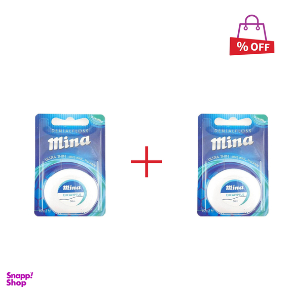 نخ دندان مینا (Mina) مدل Ultra thin با اسانس اکالیپتوس طول 50 متر مجموعه 2 عددی