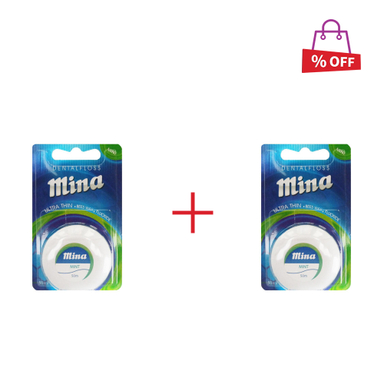 نخ دندان مینا (Mina) مدل Ultra thin با اسانس نعناع طول 50 متر مجموعه 2 عددی