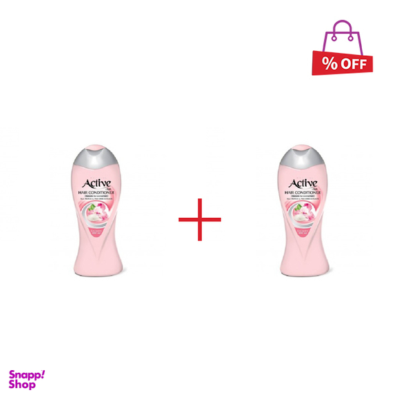 نرم کننده مو اکتیو (Active) مخصوص موهای معمولی حاوی پروتیین ابریشم و زنبق رنگ صورتی وزن 400 گرم مجموعه 2 عددی