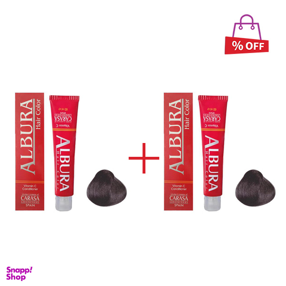 رنگ مو آلبورا (Albura) مدل Carasa شماره C1-1.1 رنگ مشکی پر کلاغی حجم 100 میلی‌ لیتر مجموعه 2 عددی