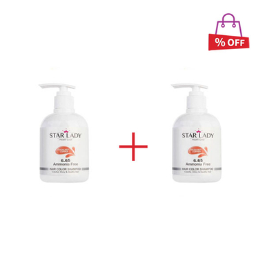 شامپو رنگ مو استار لیدی (Star Lady) شماره 6.65 رنگ مسی فندقی حجم 300 میلی‌ لیتر مجموعه 2 عددی