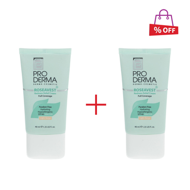کرم پوشاننده رنگی پرودرما (Proderma) مدل Roseavest رنگ Light Beige حجم 40 میلی‌لیتر مجموعه 2 عددی