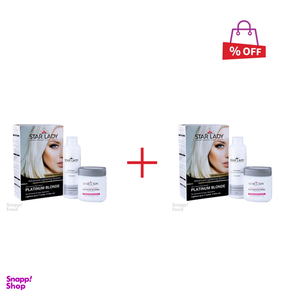 کرم بی رنگ کننده استار لیدی (Star Lady) رنگ پلاتینیوم بلوند حجم 240 میلی لیتر مجموعه 2 عددی
