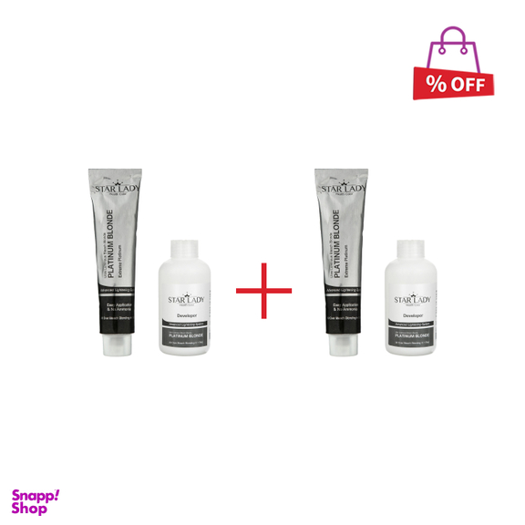 کرم پلاتینه رنگ مو استار لیدی (Star Lady) مدل Blonde حجم 120 میلی‌ لیتر مجموعه 2 عددی