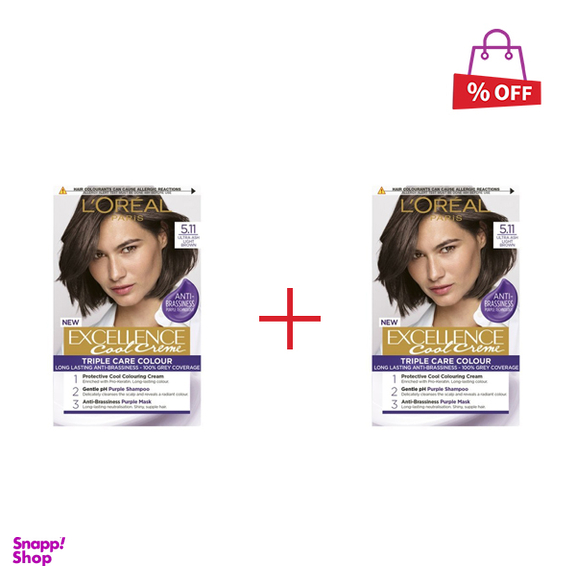 کیت رنگ مو لورآل (L'oreal) شماره 5.11 حجم 48 میلیلیتر مجموعه 2 عددی