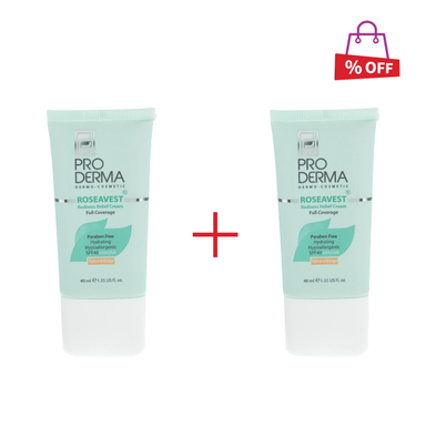 کرم پوشاننده رنگی پرودرما (Proderma) سری Roseavest مدل Natural Beige حجم 40 میلی‌لیتر مجموعه 2 عددی